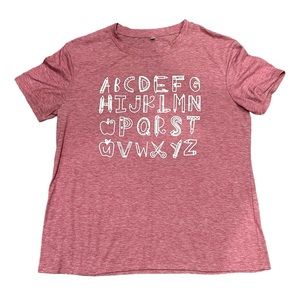 Women’s XL Short Sleeve Alphabet T-Shirt, School, Teacher